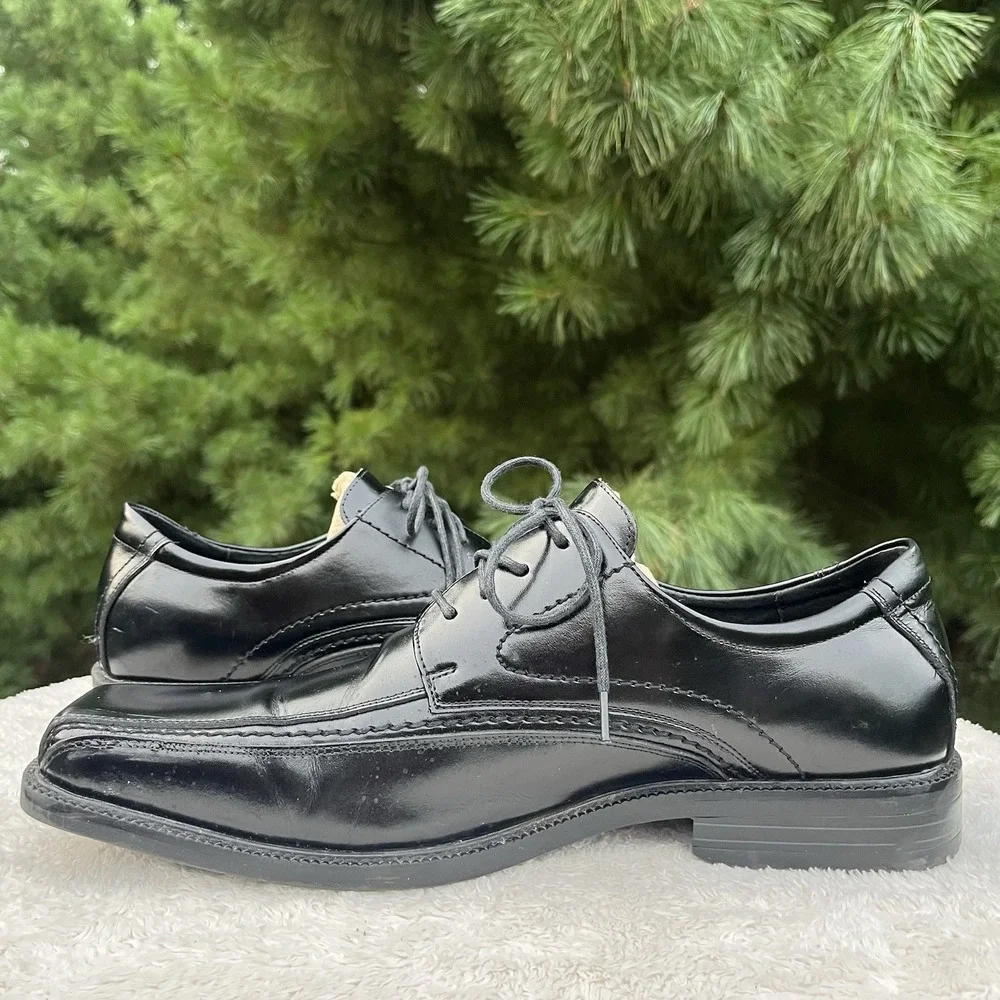 Stacy Adams Dress Shoes Mens 12M Black Leather Bicycle Toe Derby Square Toe